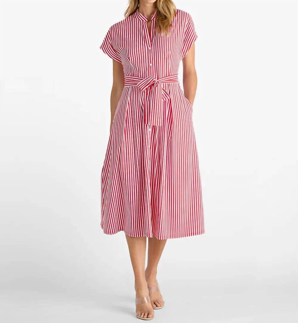 NEW JUDE CONNALLY matilda shirt dress in stripe red